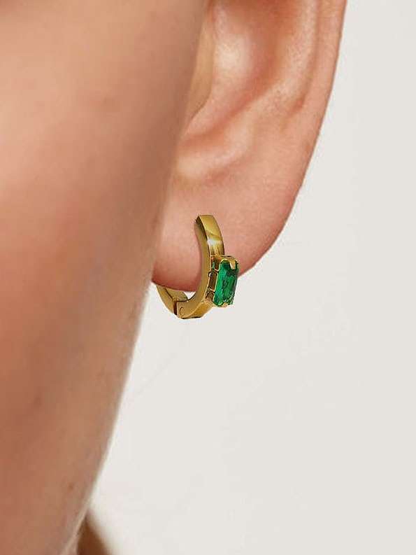 Geometrischer minimalistischer Huggie-Ohrring aus Edelstahl mit Zirkonia