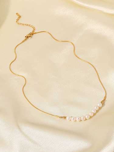 Stainless steel Imitation Pearl Round Minimalist Necklace