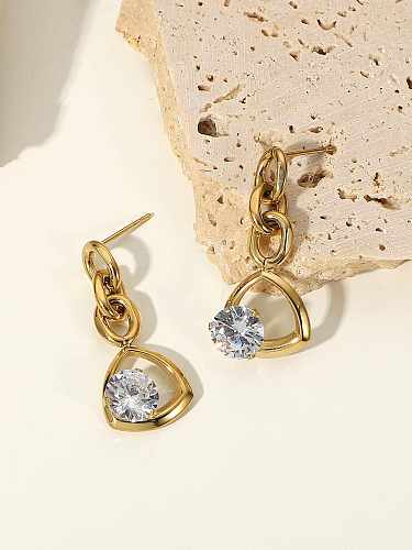 Stainless steel Cubic Zirconia Heart Vintage Drop Earring
