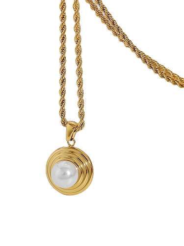 Stainless steel Freshwater Pearl Round Trend Necklace