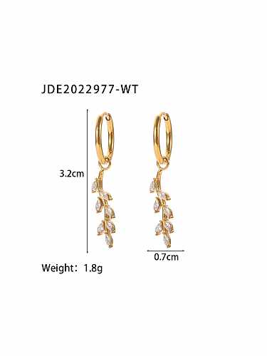 Stainless steel Cubic Zirconia Leaf Dainty Stud Earring