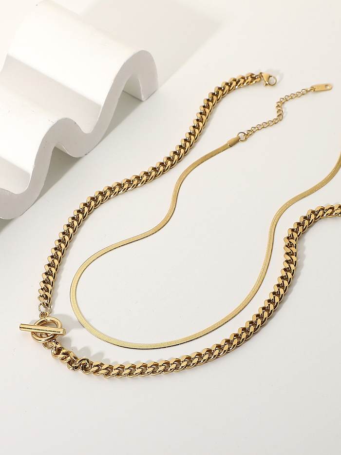 Stainless steel Geometric Trend Multi Strand Necklace