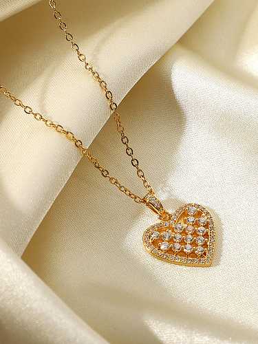 Stainless steel Cubic Zirconia Heart Minimalist Necklace