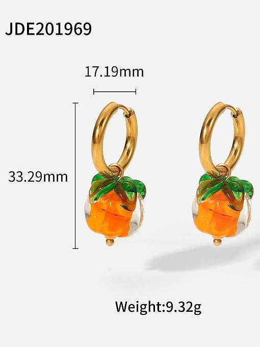 Stainless steel Ceramic Trend Glass beads Persimmon pendant Earring