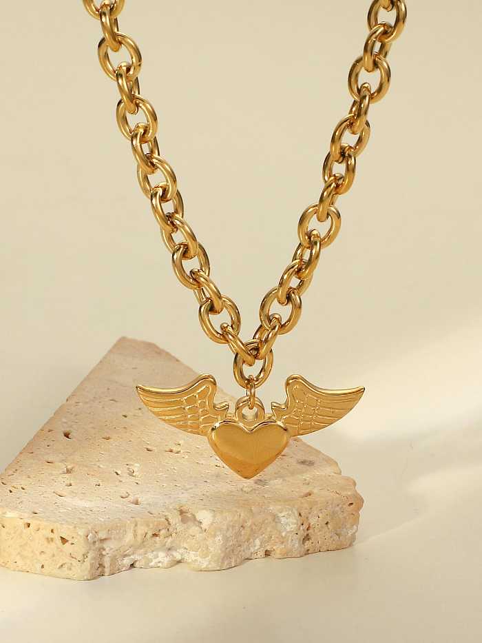 Stainless steel Wing Vintage Angel Pendant Necklace