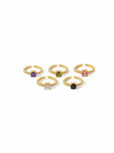 Stainless steel Cubic Zirconia Geometric Trend Band Ring