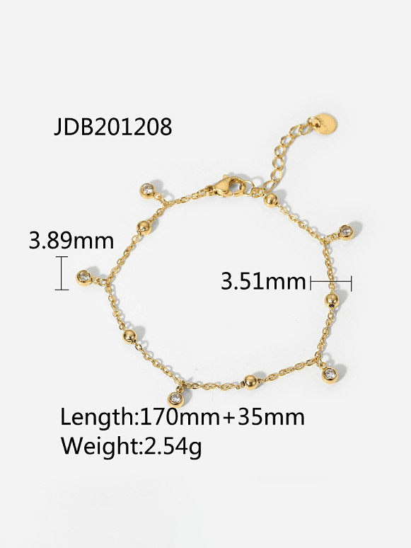 Bracelet à maillons minimalistes géométriques en strass en acier inoxydable