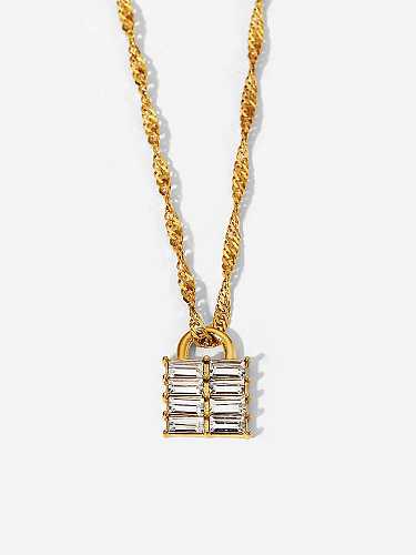 Stainless steel Cubic Zirconia Vintage Locket Pendant Necklace