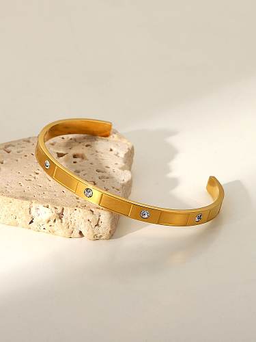 Bracelet manchette vintage géométrique strass en acier inoxydable