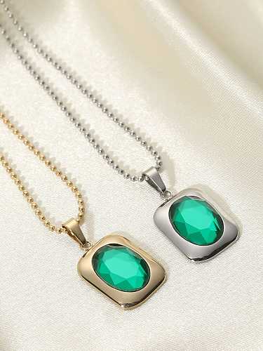 Stainless steel Emerald Green Rectangle Trend Necklace
