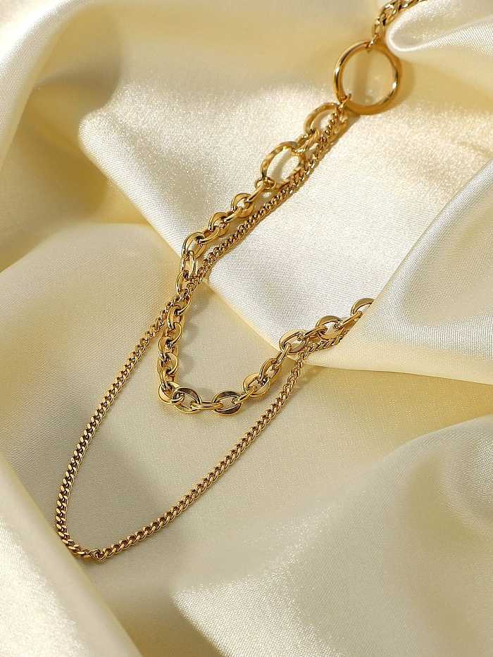 Geometrische Vintage Multi-Strang-Halskette aus Edelstahl
