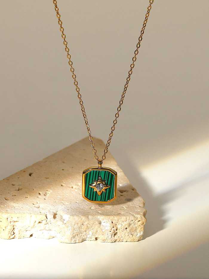 Stainless steel Enamel Square Vintage Necklace