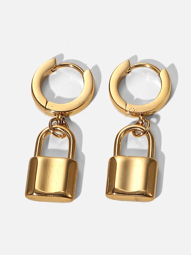 Stainless steel Lock Trend Huggie Earring