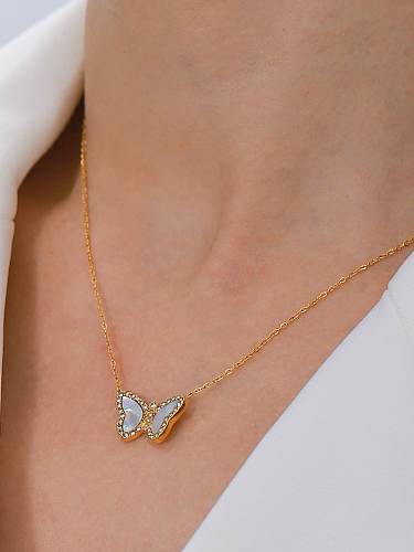 Collar minimalista de mariposa de concha de acero inoxidable