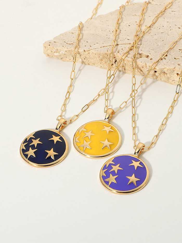 Stainless steel Enamel Round Trend Necklace