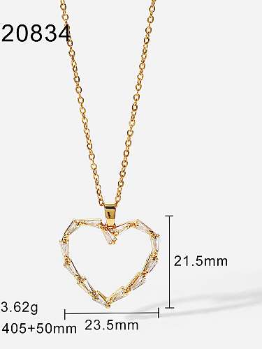 Stainless steel Cubic Zirconia Heart Minimalist Necklace