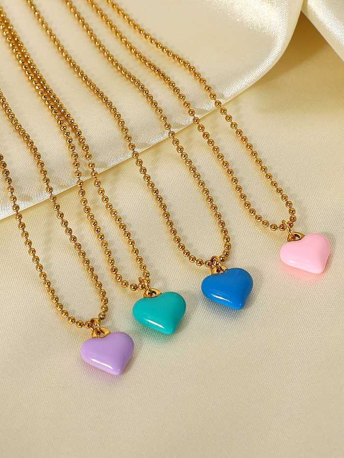 Stainless steel Enamel Heart Minimalist Necklace