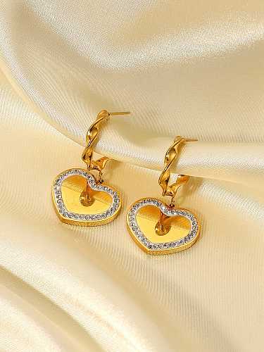Stainless steel Cubic Zirconia Heart Minimalist Huggie Earring