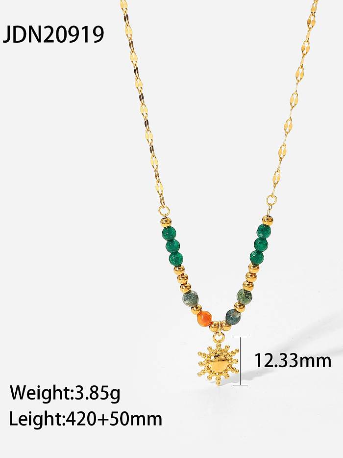 Stainless steel Bead Flower Minimalist Sun Pendant Necklace