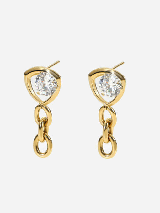 Stainless steel Cubic Zirconia Geometric Vintage Drop Earring