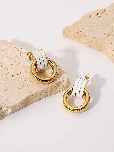 Boucles d'oreilles pendantes vintage géométriques en émail en acier inoxydable