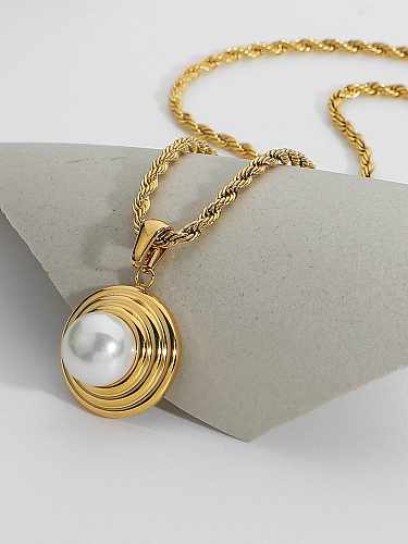 Stainless steel Freshwater Pearl Round Trend Necklace