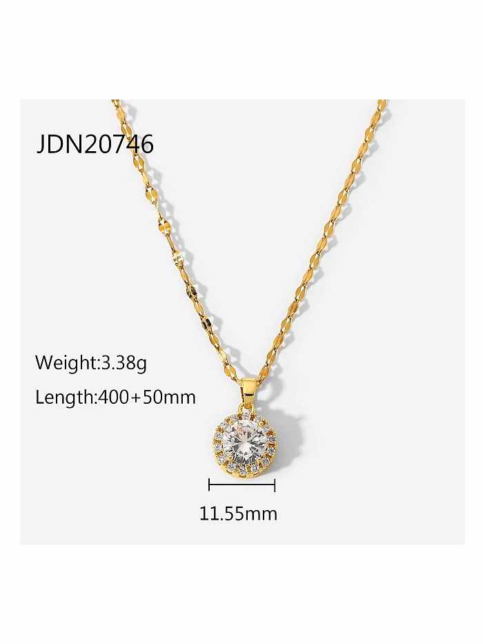 Stainless steel Cubic Zirconia White Round Dainty Necklace