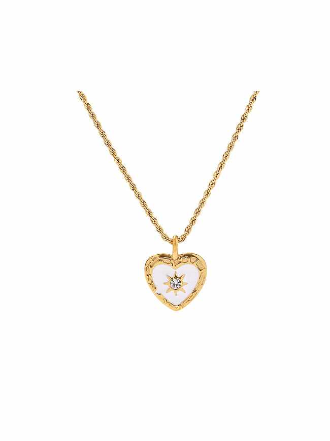Trend-Halskette mit Zirkonia-Herzen aus Edelstahl