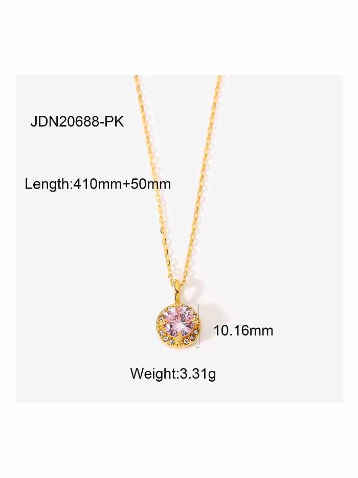 Stainless steel Cubic Zirconia Round Dainty Necklace