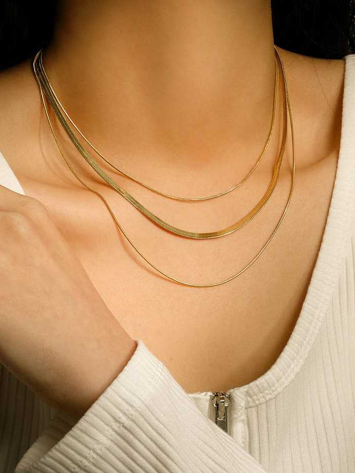Stainless steel Three-layer snake chain Trend Multi Strand Necklace
