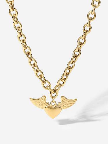 Stainless steel Wing Vintage Angel Pendant Necklace