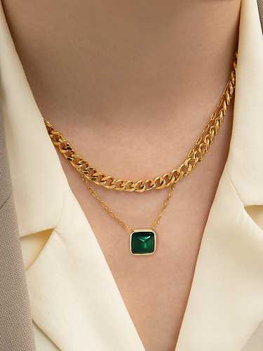 Stainless steel Cats Eye Square Vintage Necklace