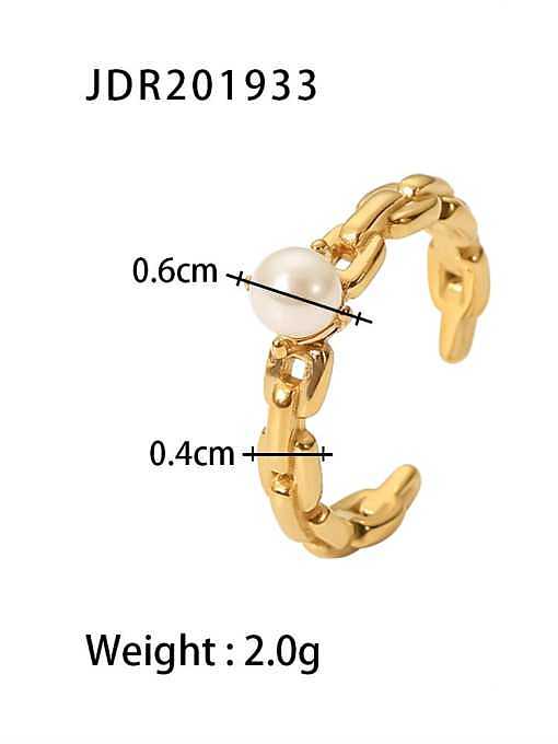 Geometrischer zierlicher Ring aus Edelstahl mit Süßwasserperlen