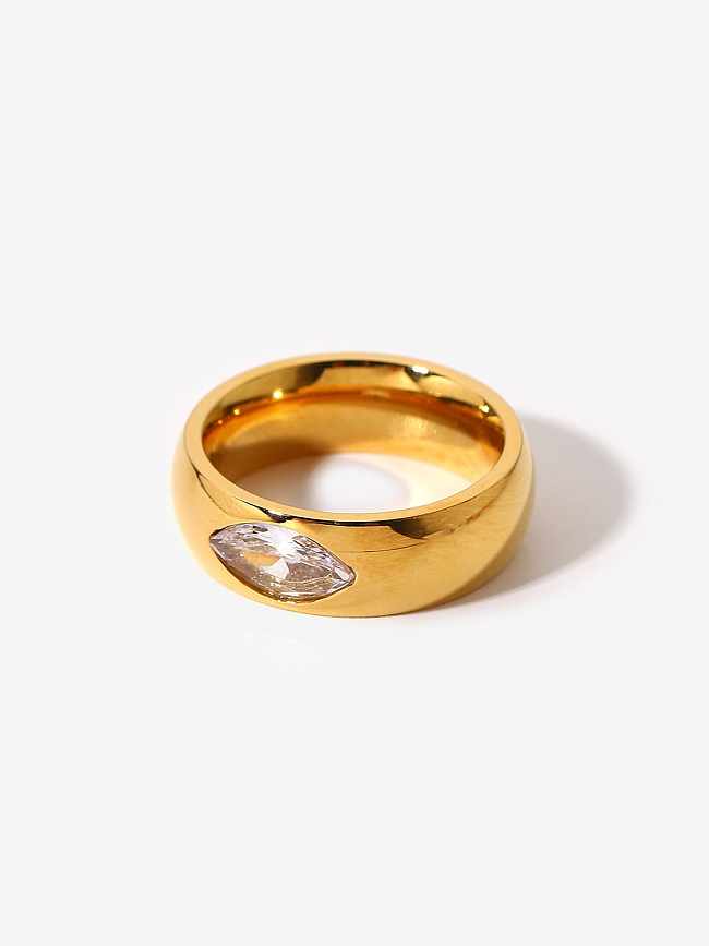 Edelstahl-Kristallquarz-geometrischer Trend-Band-Ring