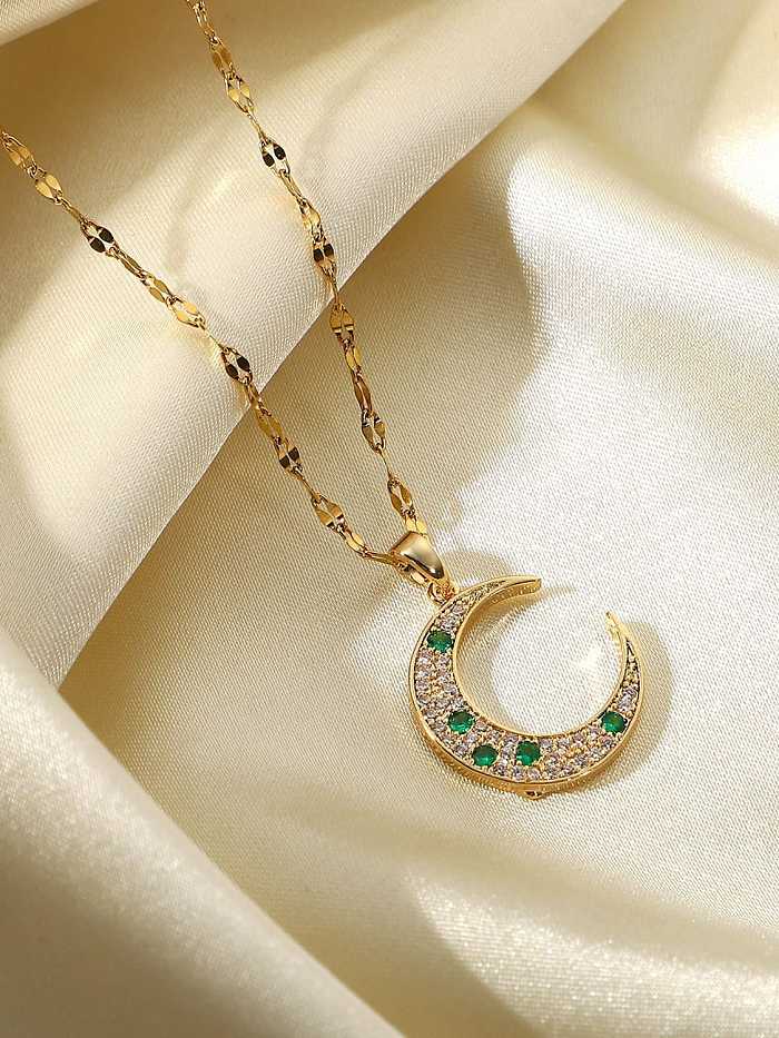 Minimalistische Halskette aus Edelstahl mit Zirkonia-Mond