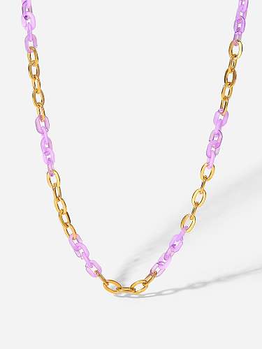 Stainless steel Resin Hollow Geometric Chain Trend Necklace