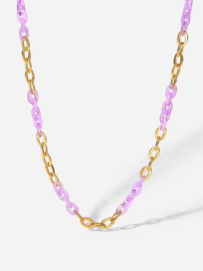 Stainless steel Resin Hollow Geometric Chain Trend Necklace