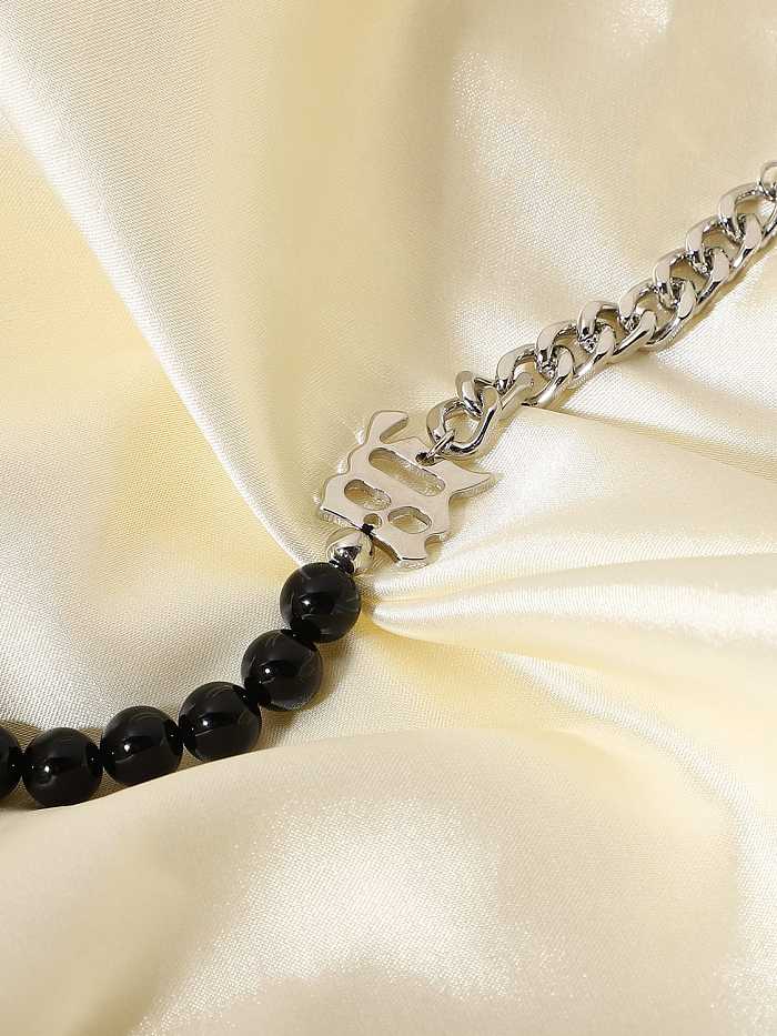 Stainless steel Bead Black Geometric Trend Beaded Bracelet