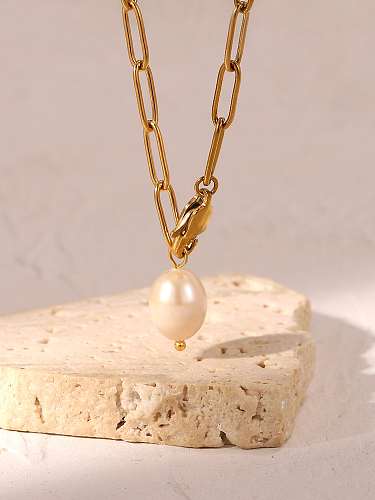 Stainless steel Freshwater Pearl Tassel Trend Lariat Necklace