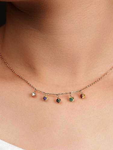 Stainless steel Rhinestone Round Minimalist Necklace