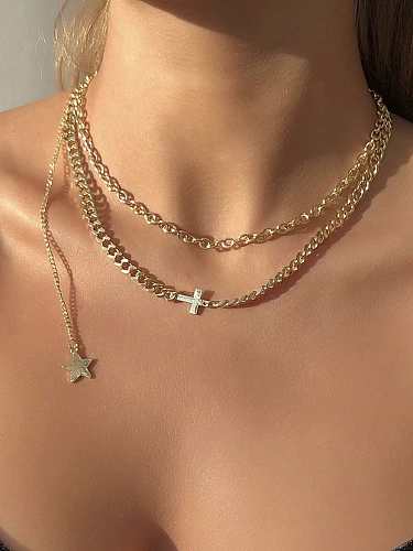 Stainless steel Star Hip Hop Multi Strand Necklace
