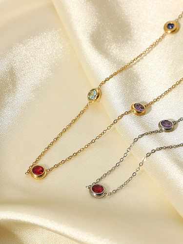 Stainless steel Cubic Zirconia Geometric Minimalist Necklace