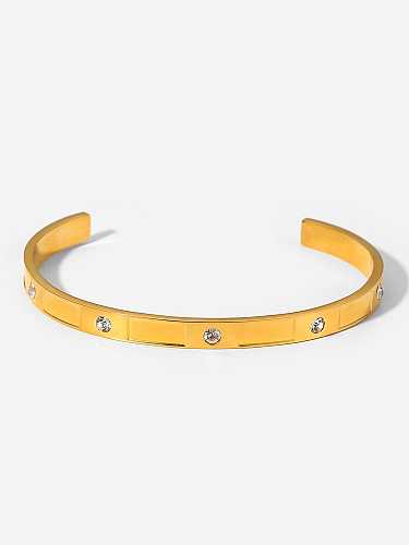 Bracelet manchette vintage géométrique strass en acier inoxydable
