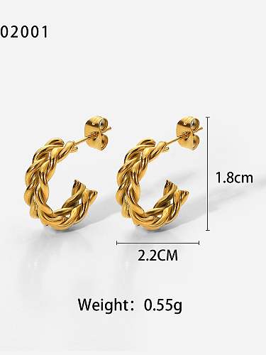 Stainless steel Geometric Minimalist Twist C Shape Stud Earring