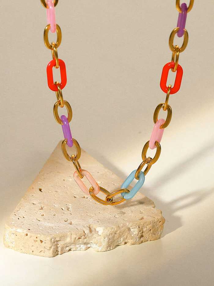 Stainless steel Resin Geometric Chain Trend Necklace