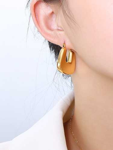 Boucle d'oreille Huggie tendance géométrique en acier inoxydable