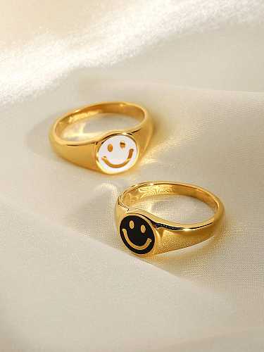 Edelstahl-Emaille-Smiley-Trend-Band-Ring