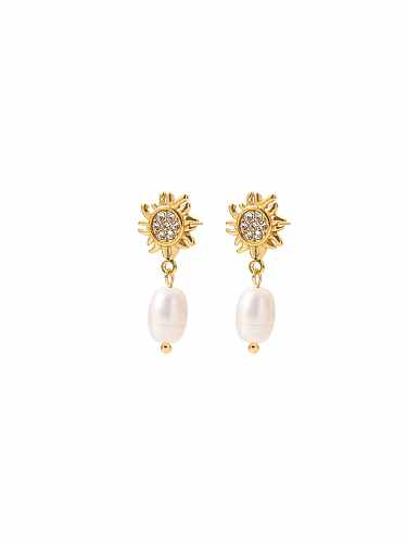 Stainless steel Freshwater Pearl Geometric Dainty Earring