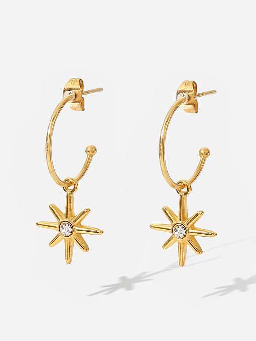 Boucles d'oreilles pendantes minimalistes en acier inoxydable avec zircone cubique et étoile