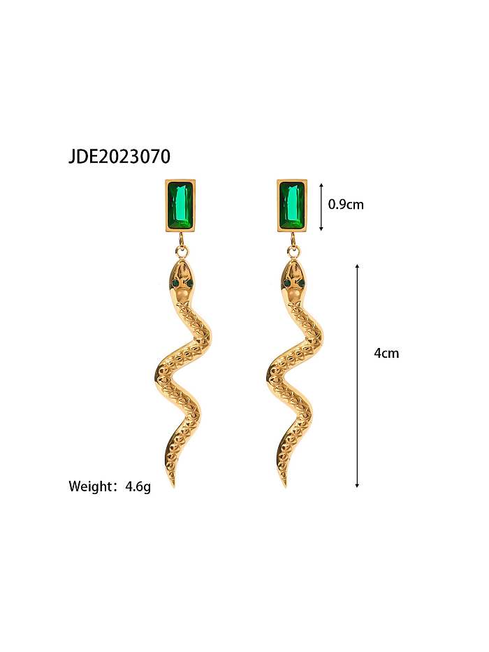 Stainless steel Cubic Zirconia Green Snake Dainty Stud Earring